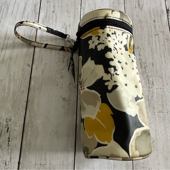PREOWNED VERA BRADLEY WATER BOTTLE HOLDER ZIP TOP BLACK YELLOW FLORAL - Picture 1 of 5